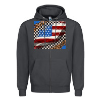 Smoke American flag and race flag Zipper Hoodie - AdoDesignShop