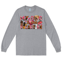 Heather Grey my dog is my valentine Long Sleeve Tee - FaDigitalArtStudio