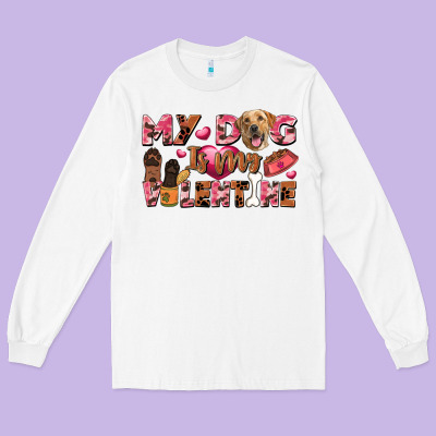 My Dog Is My Valentine Long Sleeve Tee Designed By Fadigitalartstudio
