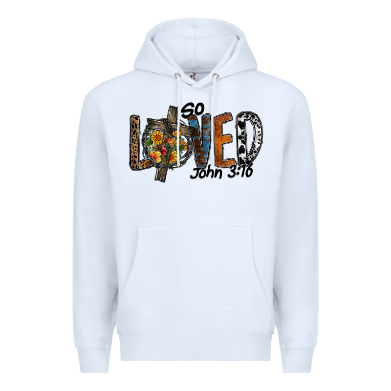 So Loved Jhon 3.16 Premium Hoodie by SublimationCraftShop | Teevron