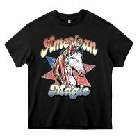 Black American unicorn magic Heavy Core Tee - HowdyJamesFarm