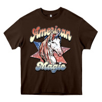Chocolate Brown American unicorn magic Heavy Core Tee - HowdyJamesFarm