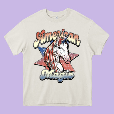 American Unicorn Magic Heavy Core Tee Designed By Howdyjamesfarm