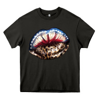 Asphalt American lip leopard 4th of july Heavy Core Tee - HowdyJamesFarm