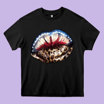 American Lip Leopard 4th Of July Heavy Core Tee Designed By Howdyjamesfarm