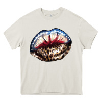 Cream American lip leopard 4th of july Heavy Core Tee - HowdyJamesFarm