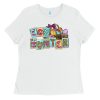 White Egg hunter Easter Day Ladies Tee - CowGirlArtShop