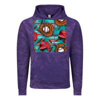 Cloud Purple baseball helmet and glove with serape seamless pattern Vintage Hoodie - BundleAndBundleShop