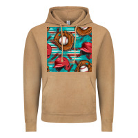 Vintage Camel baseball helmet and glove with serape seamless pattern Vintage Hoodie - BundleAndBundleShop