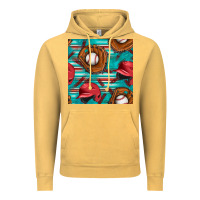 Vintage Mustard baseball helmet and glove with serape seamless pattern Vintage Hoodie - BundleAndBundleShop