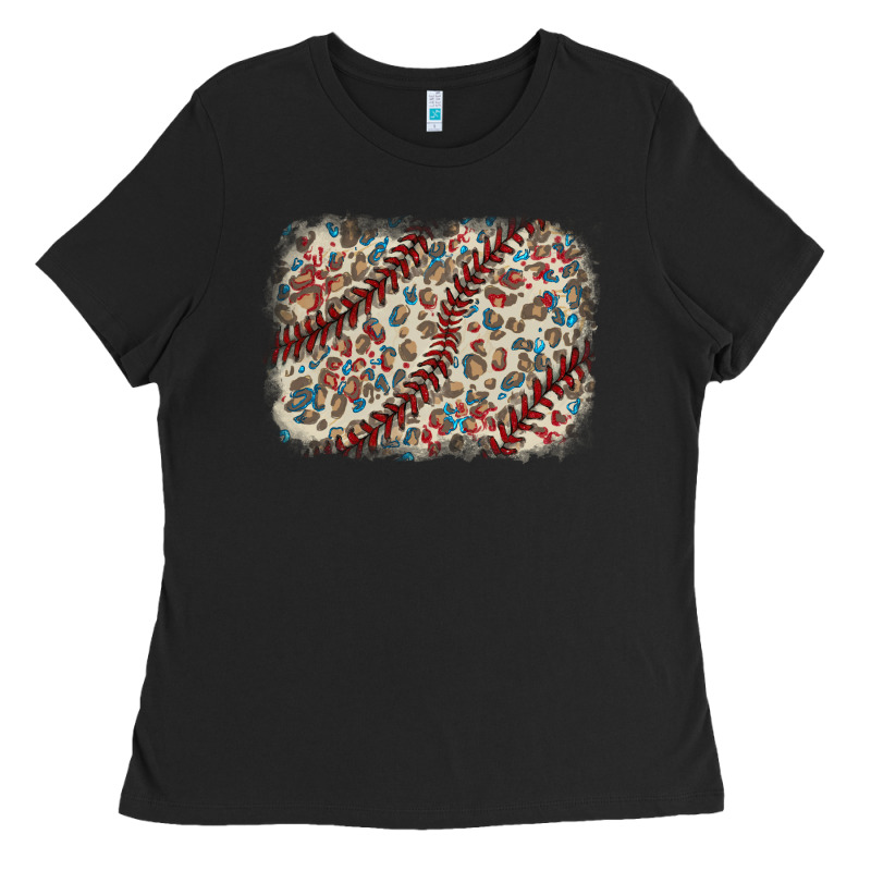 Baseball Leopard Glitter Background Ladies Tee by HowdyJamesFarm | Teevron