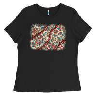 Baseball Leopard Glitter Background Ladies Tee | Teevron