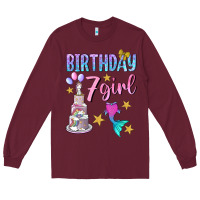 Burgundy birthday girl 7 Long Sleeve Tee - BundleAndBundleShop