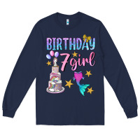 Navy birthday girl 7 Long Sleeve Tee - BundleAndBundleShop