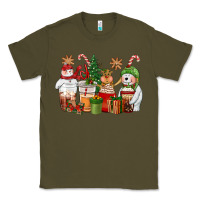 Army Green christmas polar bear reindeer and snowman coffee c Classic Tee - CowGirlArtShop