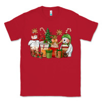 Red christmas polar bear reindeer and snowman coffee c Classic Tee - CowGirlArtShop