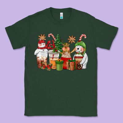 Christmas Polar Bear Reindeer And Snowman Coffee C Classic Tee Designed By Cowgirlartshop