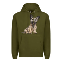 Army Green Skye Terrier Dog Illustrations Premium Hoodie - LillyAllenDesigns