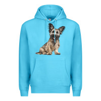 Ocean Blue Skye Terrier Dog Illustrations Premium Hoodie - LillyAllenDesigns