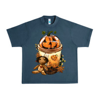 Midnight Navy Halloween Jack O Lantern Bobba Cup Urban Heavy Tee - FaDigitalArtStudio