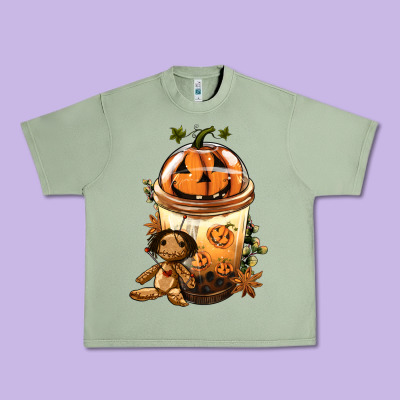 Halloween Jack O Lantern Bobba Cup Urban Heavy Tee Designed By Fadigitalartstudio