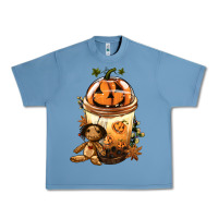Pebble Blue Halloween Jack O Lantern Bobba Cup Urban Heavy Tee - FaDigitalArtStudio