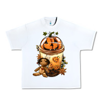 White Halloween Jack O Lantern Bobba Cup Urban Heavy Tee - FaDigitalArtStudio