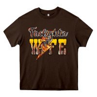 Chocolate Brown Firefighter wife lightning bolt Heavy Core Tee - HowdyJamesFarm