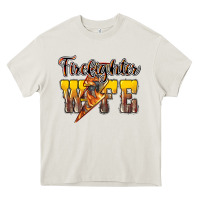 Cream Firefighter wife lightning bolt Heavy Core Tee - HowdyJamesFarm