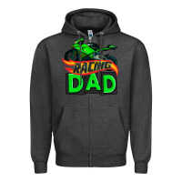 Charcoal Heather racing dad with racing motorcycle Zipper Hoodie - AdoDesignShop