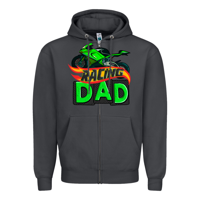 Racing Dad With Racing Motorcycle Zipper Hoodie by AdoDesignShop | Teevron