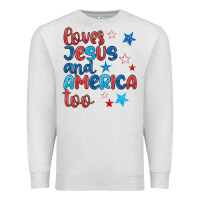 Oatmeal Heather love jesus and america too Premium Sweatshirt - JahusDesignShop
