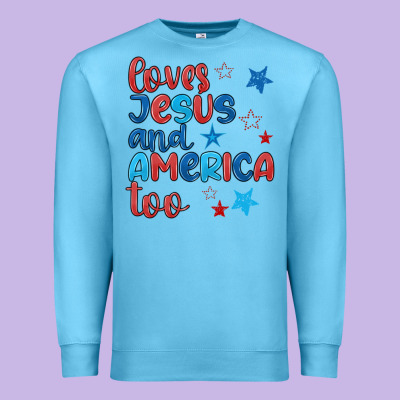 Love Jesus And America Too Premium Sweatshirt Designed By Jahusdesignshop