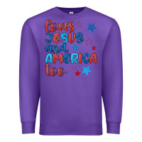 Purple love jesus and america too Premium Sweatshirt - JahusDesignShop