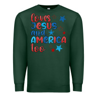 Sports Green love jesus and america too Premium Sweatshirt - JahusDesignShop