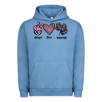 Pigment Pebble Blue peace love racing Urban Hoodie - JahusDesignShop