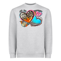 Heather Grey western leopard  racing  hearts Heavyweight Sweatshirt - AdoDesignShop
