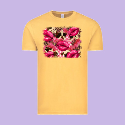 Valentine's Day Pink Plaid Red Glitter Cowhide Vintage Tee Designed By Fadigitalartstudio