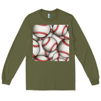 Army Green baseball seamless pattern Long Sleeve Tee - BundleAndBundleShop