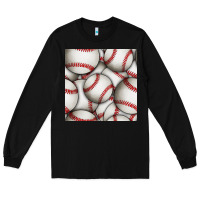 Black baseball seamless pattern Long Sleeve Tee - BundleAndBundleShop
