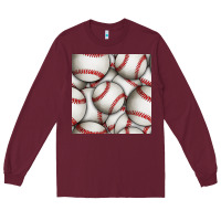 Burgundy baseball seamless pattern Long Sleeve Tee - BundleAndBundleShop