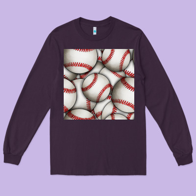 Baseball Seamless Pattern Long Sleeve Tee Designed By Bundleandbundleshop