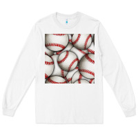 White baseball seamless pattern Long Sleeve Tee - BundleAndBundleShop
