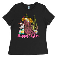 Black Happy Easter western Easter Day Ladies Tee - CowGirlArtShop