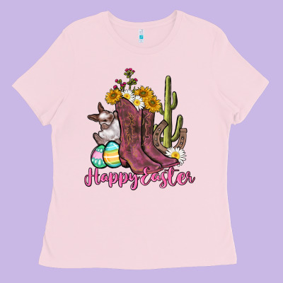 Happy Easter Western Easter Day Ladies Tee Designed By Cowgirlartshop