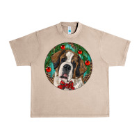 French Oak Christmas St. Bernard Urban Heavy Tee - RanaPortraitStore