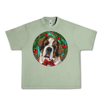 Oil Green Christmas St. Bernard Urban Heavy Tee - RanaPortraitStore