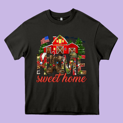 Army Christmas Home Sweet Home Heavy Core Tee Designed By Howdyjamesfarm