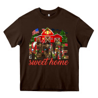 Chocolate Brown Army Christmas Home Sweet Home Heavy Core Tee - HowdyJamesFarm