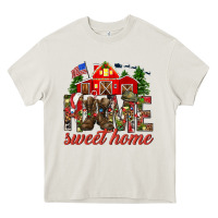 Cream Army Christmas Home Sweet Home Heavy Core Tee - HowdyJamesFarm